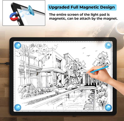 Heanolier A3 Artist tracing Light Box Copy Table,(18.2" L x 13.4" W) Super Bright Magnetic Light Pad with Side Buttons,USB-C Power Dimmerable Light Board for Diamond Painting,Tattoo Drawing,Sketching