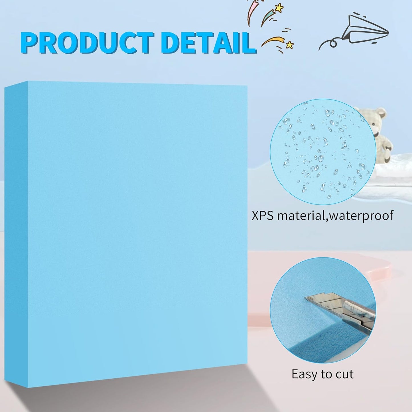 LuckyFoam Blue 4 Pack 15x12x2 inch Foam Sheets 2 Inch Thick Polystyrene Rectangles XPS Foam Board Craft for Insulating DIY Modeling Art Supplies - Crafty Corner