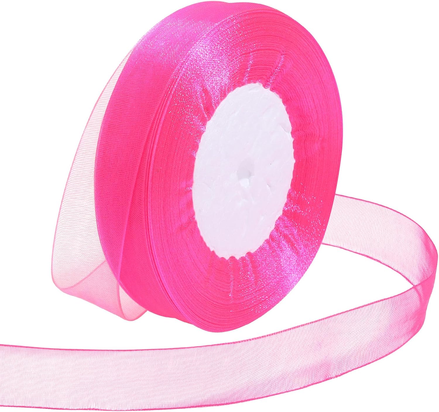 Ribbon for Gift Wrapping 3/4 inch Hot Pink Sheer Organza Ribbon for Flower Bouquet Tulle Thin Chiffon Ribbons for Wedding Invitations Christmas Halloween Presents Decorations Crafts 50 Yards - Crafty Corner