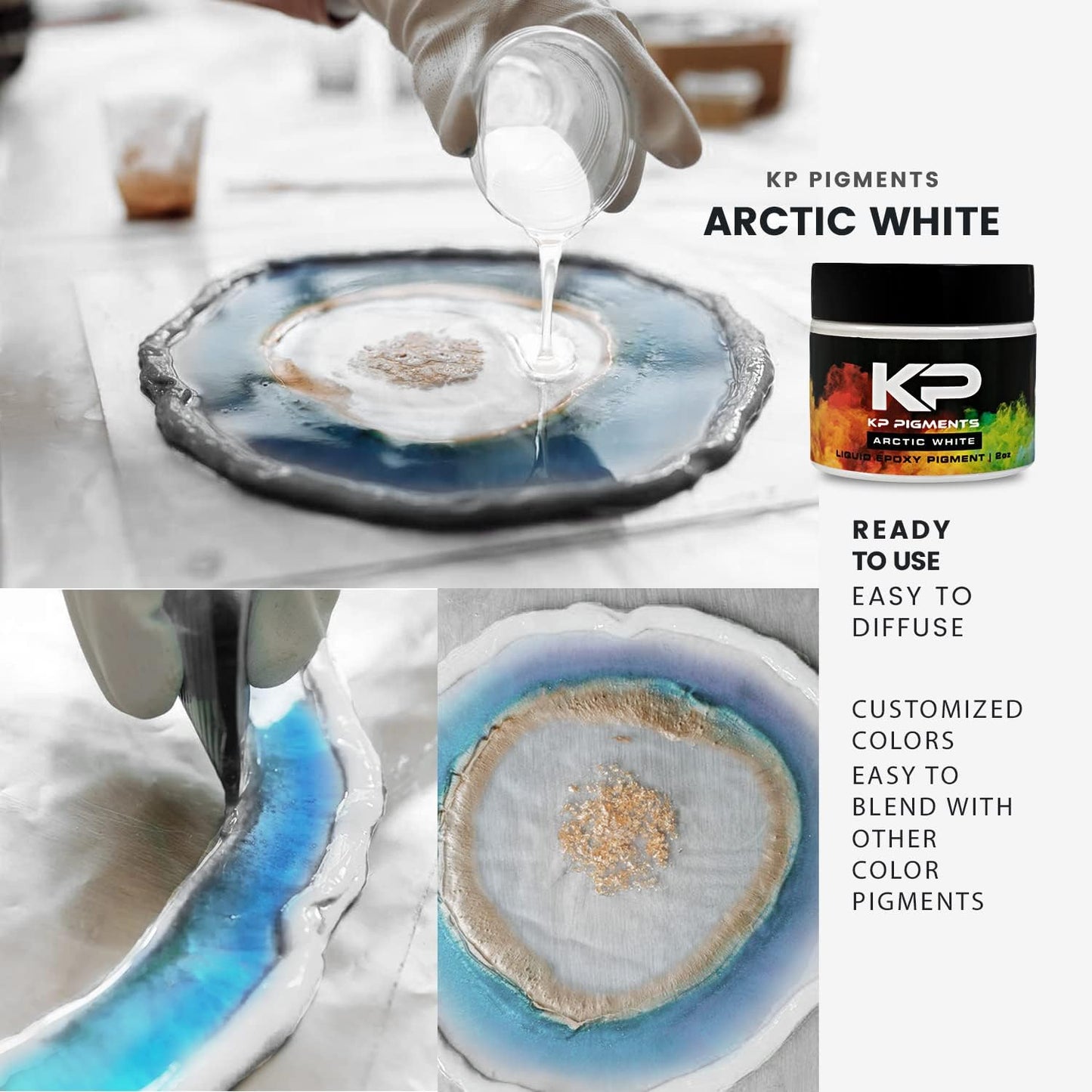 Epoxy Pigment Paste for Epoxy Resin, Tint/Pigment Paste with Spoon for Arts and Crafts, Jewelry, Resin Woodworking and More! (Arctic White)