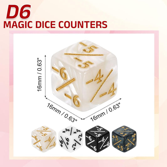 uxcell 48Pcs Magic Dice Counters, Acrylic D6 Life Token Dice Set with Pouch for Standard Cards Gaming Accessories, White Marble, Black Marble, White, Black