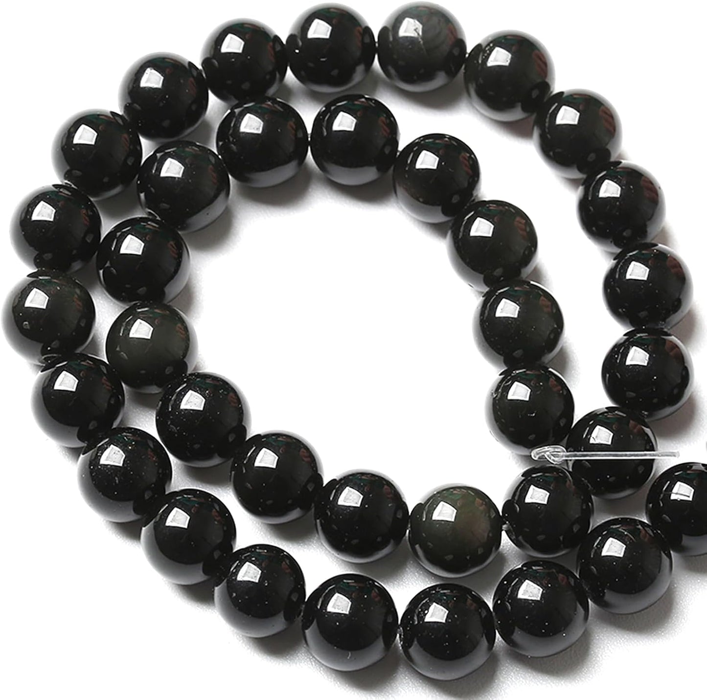 6MM 120pcs Natural Black Obsidian Stone Energy Healing Beads Round Loose Beads for Jewelry Making Bracelet 2 Strands 32"