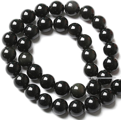 6MM 120pcs Natural Black Obsidian Stone Energy Healing Beads Round Loose Beads for Jewelry Making Bracelet 2 Strands 32"