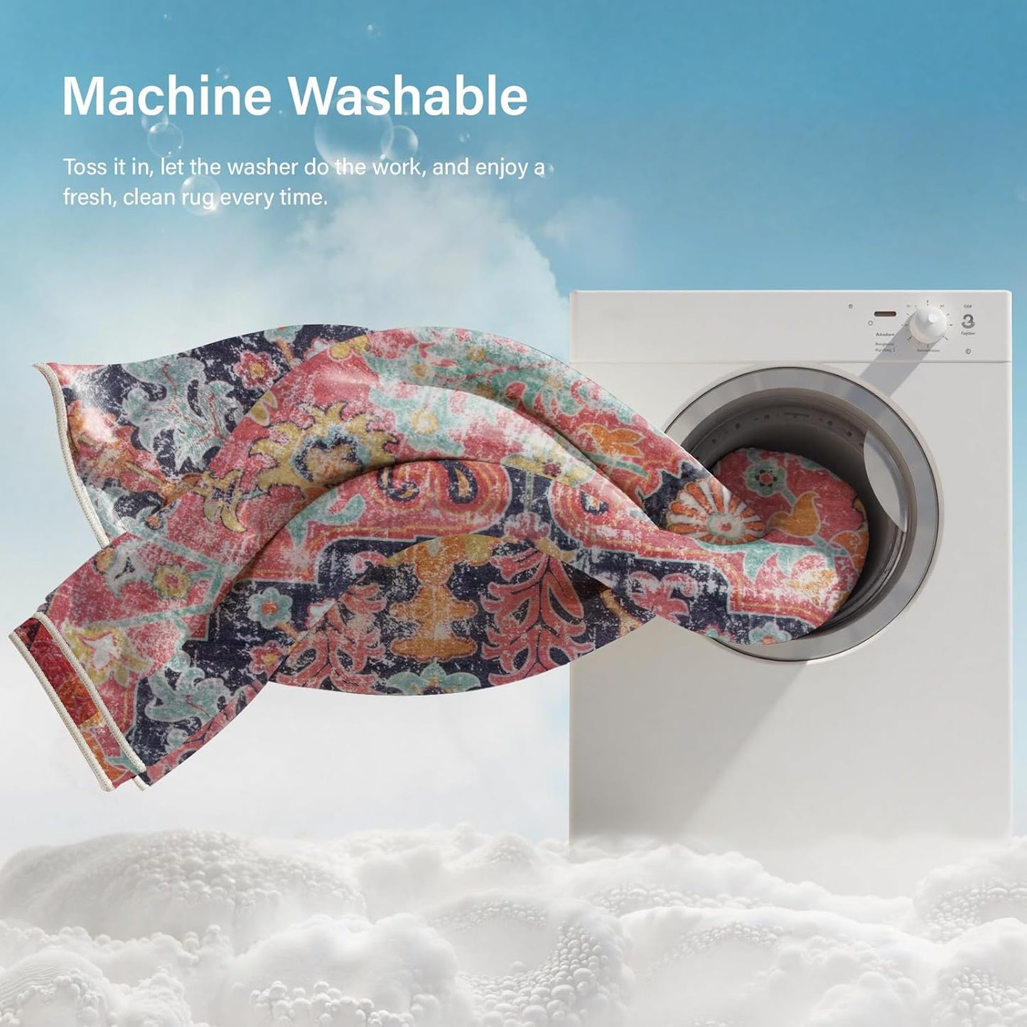 Lahome Boho 2'8"x10' Washable Hallway Kitchen Runner Rugs with Rubber Backing, Bohemian Non-Slip Soft Kitchen Runners, Non-Shedding Faux Wool Stair Carpet Runner for Hall Bathroom, Fuchsia/Multi