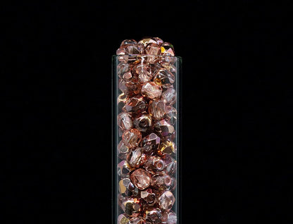 1.8 oz (50g, Approx. 600pcs) of Faceted Fire Polished Pressed Czech Glass Beads 4mm (0.16in), Crystal Copper Capri Apollo 00030-27101 BCV