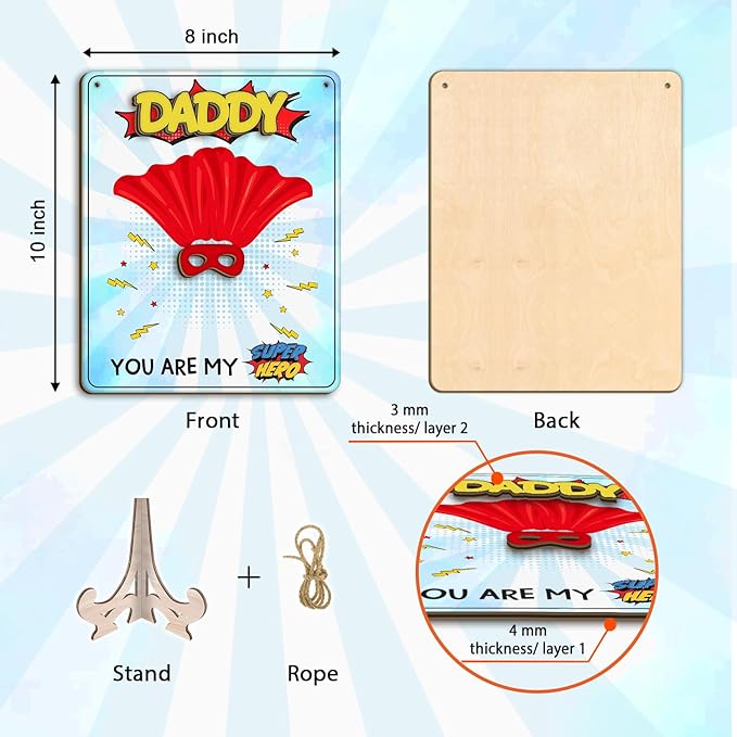 DIY My Dad Superhero Baby Footprint Craft Plaque, Super Dad Gift for Fathers Day, Baby First Fathers Day Footprint Art Craft for Superdad, Super Dad Craft from Kid Footprint, Gift for Dad Keepsake