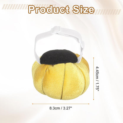 HARFINGTON Wrist Pin Cushion Wristband Sewing Pincushion Polyester Pin Holder Wearable Pumpkin Shaped Needles Wristband with 100 Head Needles for Sewing Quilting DIY Crafts, Yellow