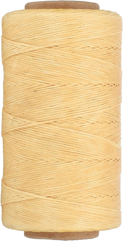 PATIKIL 284 Yard Flat Waxed Thread 150D 1mm Leather Sewing Cord for Repairing Shoes Bags Wallets Jewelry Making DIY Leather Craft, Khaki