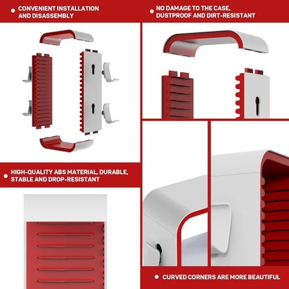 Wigmoa OYO-1 15.8INCH Game Storage Tower - PS5/Xbox Series/Switch Compatible, 18 Disc Organizer with 4 Controller Holder, Red/White