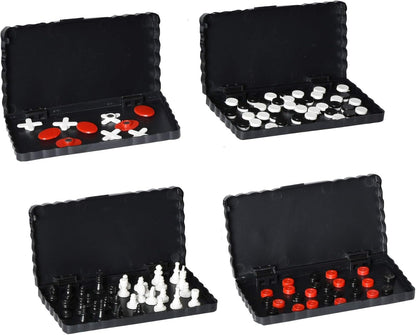 Point Games Travel Board Game Set - Bundle Pack of 4 Classic Magnetic Games, Stocking Stuffers for Kids Includes Individual Boards & Pieces