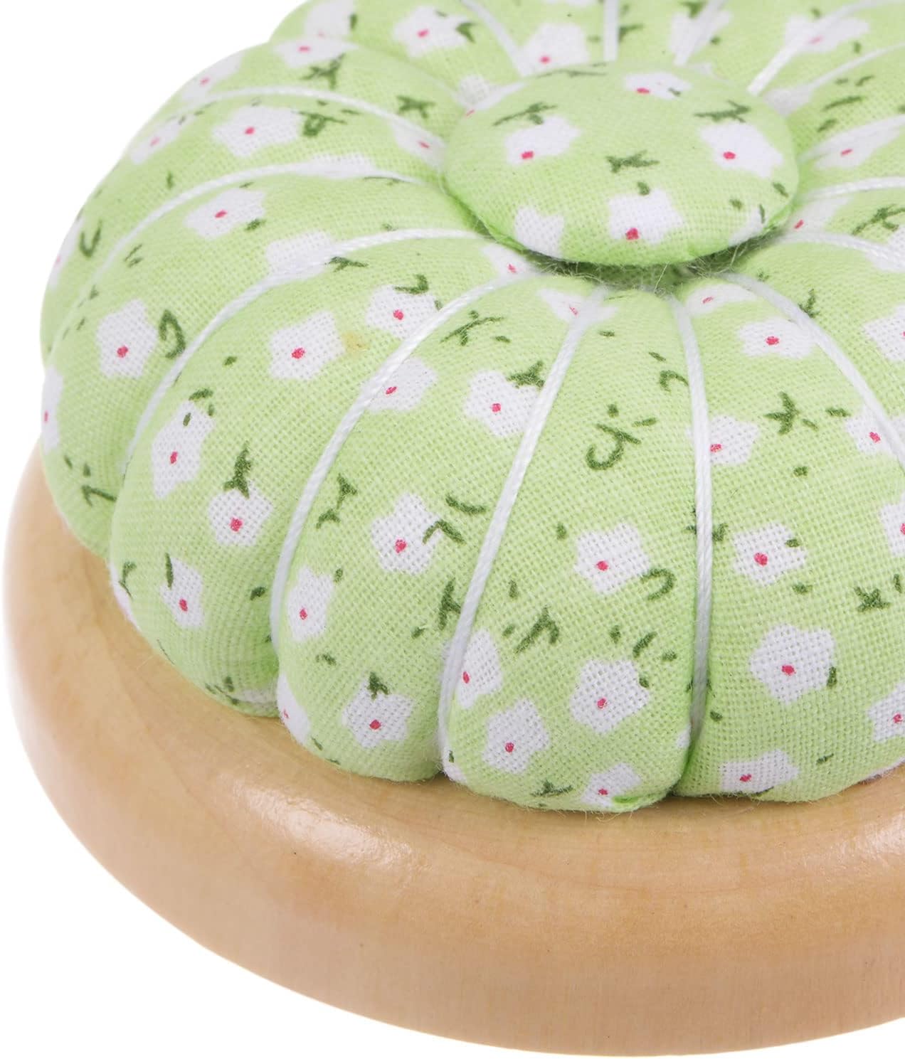 HARFINGTON 2pcs Pin Cushions Sewing Needle Cushion Needle Holder Pincushions with Magnetic Wooden Base for Sewing Quilting Needlework DIY Crafts, Green White Red