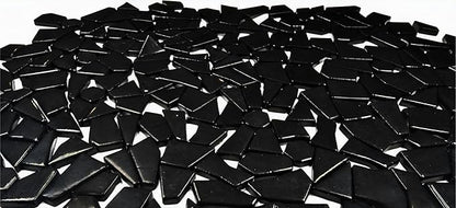 Irregular Glass Mosaic Tiles Bulk 500g Glossy and Iridescent Mosaic Glass Tiles for DIY Projects and Arts and Crafts Solid Colors and Mixes (Glossy Black)