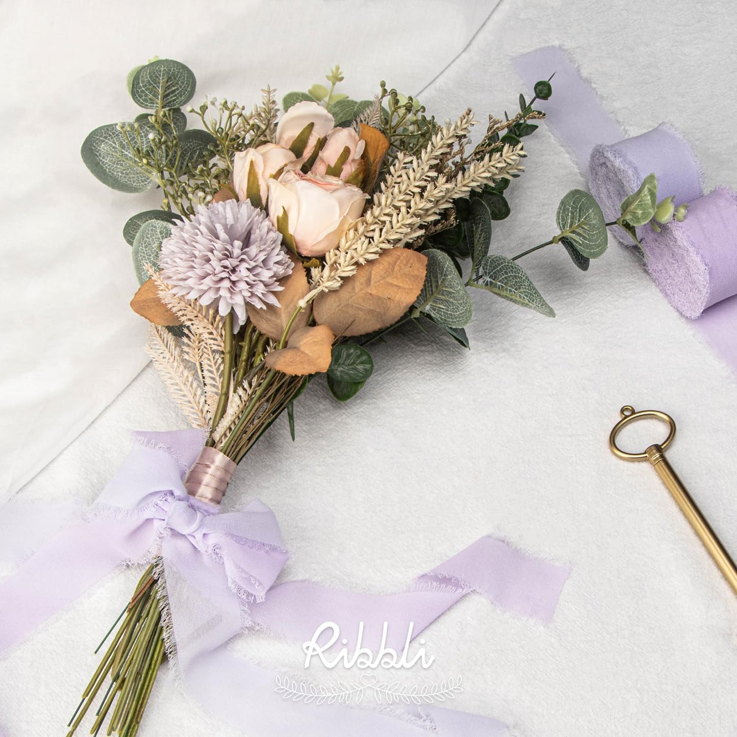 Ribbli Lavender Chiffon Silk Ribbon, 1-1/2 inch x 20 Yard, Handmade Fringe, Light Purple for Wedding Invitations, Bridal Bouquets, Flower Arrangement Decoration - Crafty Corner