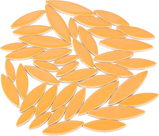 uxcell Ceramic Mosaic Tile, About 200g Teardrop Leaf Tile Mosaic Block for Handicrafts Artwork, Orange