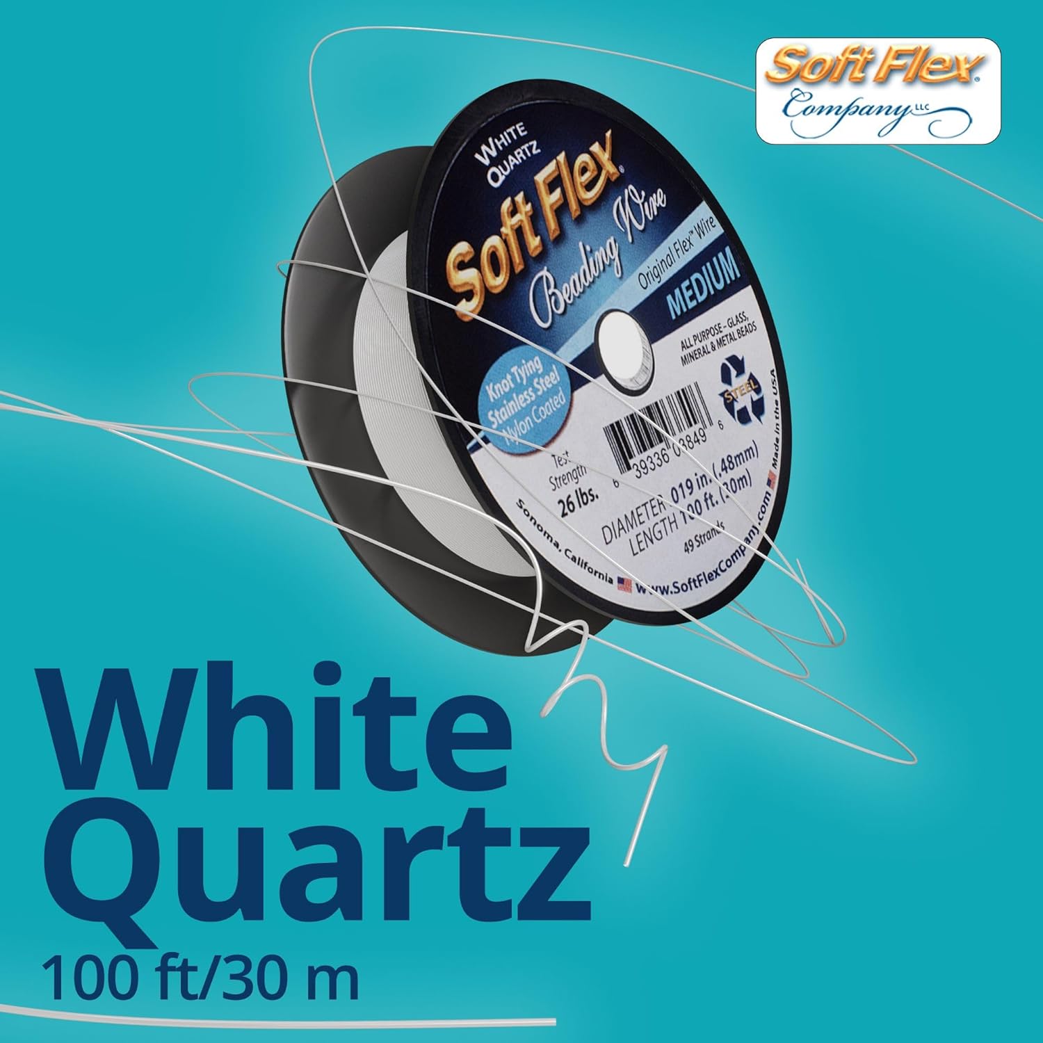 Soft Flex 49 Strand Beading Wire - Medium 0.19 Diameter - 100 Feet Nylon Design Wire - Crafty Corner
