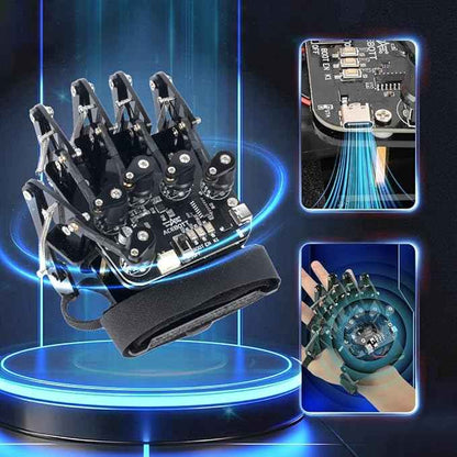 ESP32 Motion-Sensing Glove Supports Arduino, ACECode & Python，DIY Robotic Mechanical Hand STEM Toy Starter Kit Five Fingers Arm for Robot Kit Control, Science/Coding/Programming Set