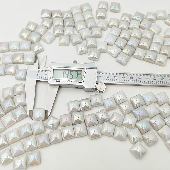 1.1lb Crystal Glass Mosaic Tiles for Crafts, 0.6"x 0.6" Square Mosaic Glass Pieces for Artwork,Garden Kit Decor (Plated White)