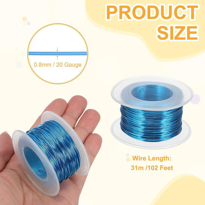 uxcell 20 Gauge / 0.8mm Anodized Aluminum Wire for Jewelry Craft Making, 102 Feet Bendable Flexible Wire for DIY Home Decor Gardening Sculpture, Blue