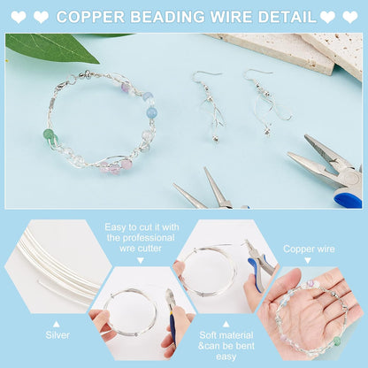 BENECREAT 23 Gauge 16 Feet Silver Square Copper Wire, Bendable Metal Craft Wire for Necklace Bracelet Making and Handmade Project
