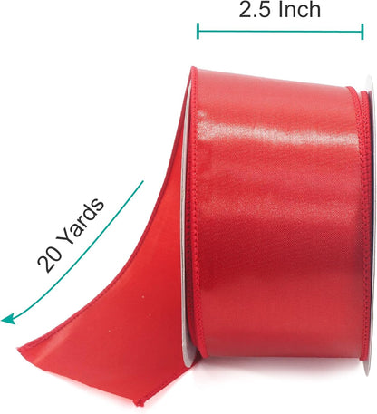 CT CRAFT LLC Satin Wired Ribbon 2.5 Inch x 20 Yards Red for Christmas Home Décor Gift Wrapping Tree Topper Bow Wreath DIY Crafts, - Crafty Corner