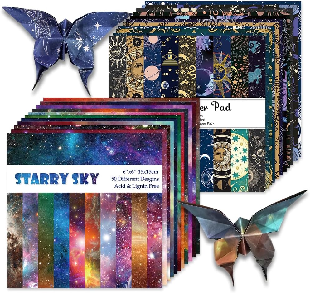 Origami Paper Kit 100 Sheets 70GSM 6 Inch Square Double Sided Color 100 Vivid Solid Colors for Hand Crafts Origami Paper Arts Creativity. Galactic System - Crafty Corner