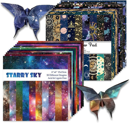 Origami Paper Kit 100 Sheets 70GSM 6 Inch Square Double Sided Color 100 Vivid Solid Colors for Hand Crafts Origami Paper Arts Creativity. Galactic System - Crafty Corner