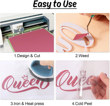 HTVRONT HTV Rolls Heat Transfer Vinyl - 12" x 5ft Maroon HTV Vinyl for Shirts, Iron on Vinyl for All Cutter Machine - Easy to Cut & Weed for Design (Maroon)