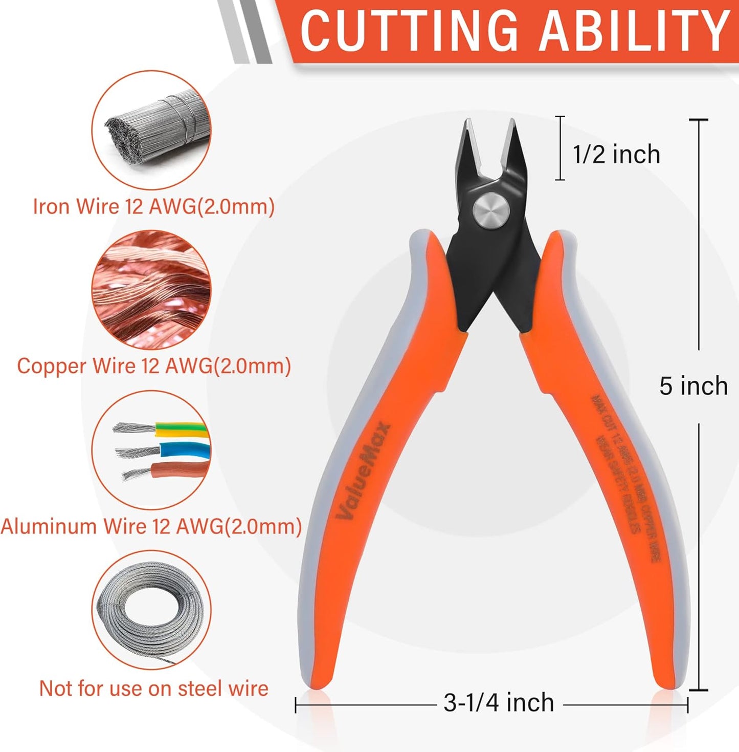 ValueMax Flush Wire Cutters, 3 Pack 5 Inch Precision Micro Cutter Anti-Slip Flush Cut Pliers, Diagonal Side Cutters for Electronics, Aluminum, Jewelry, 3D Printing, and Soft Copper Wire - Crafty Corner