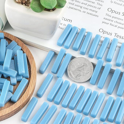 Youway Style Blue Mosaic Tiles for Crafts Bulk,150g Strips Shapes Mosaic Glass Pieces,Glass Mosaic Garden Craft Kit