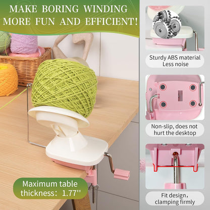 SPEENSUN Yarn Winder for Crocheting, Yarn Spinner, 3.5 OZ Easy-to-Install and Efficiently Yarns Cake Winder with Lower Noise for Yarns Below Size 5, Best for Crochet and Knitting Lover