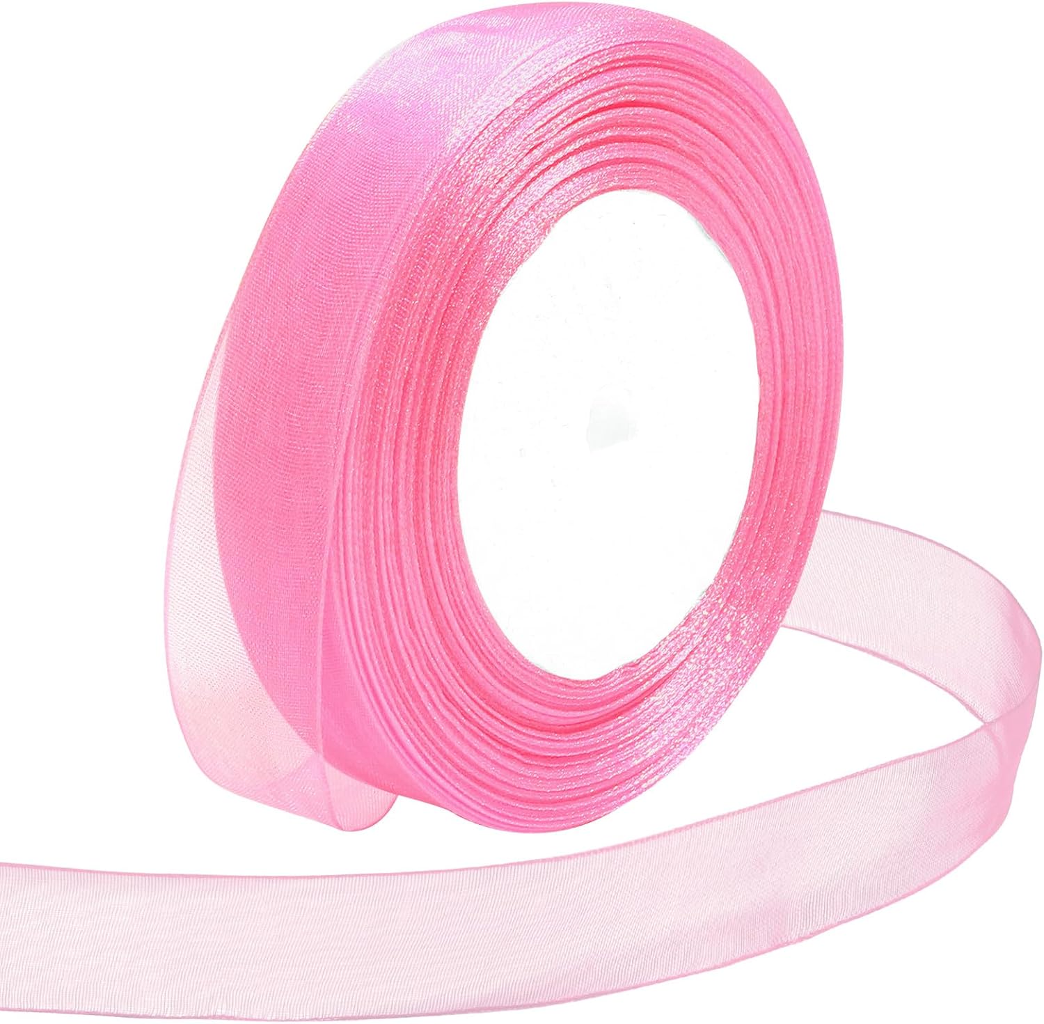 Ribbon for Gift Wrapping 3/4 inch Pink Sheer Organza Ribbon for Flower Bouquet Tulle Thin Chiffon Ribbons for Wedding Invitations Christmas Halloween Presents Decorations Crafts 50 Yards - Crafty Corner