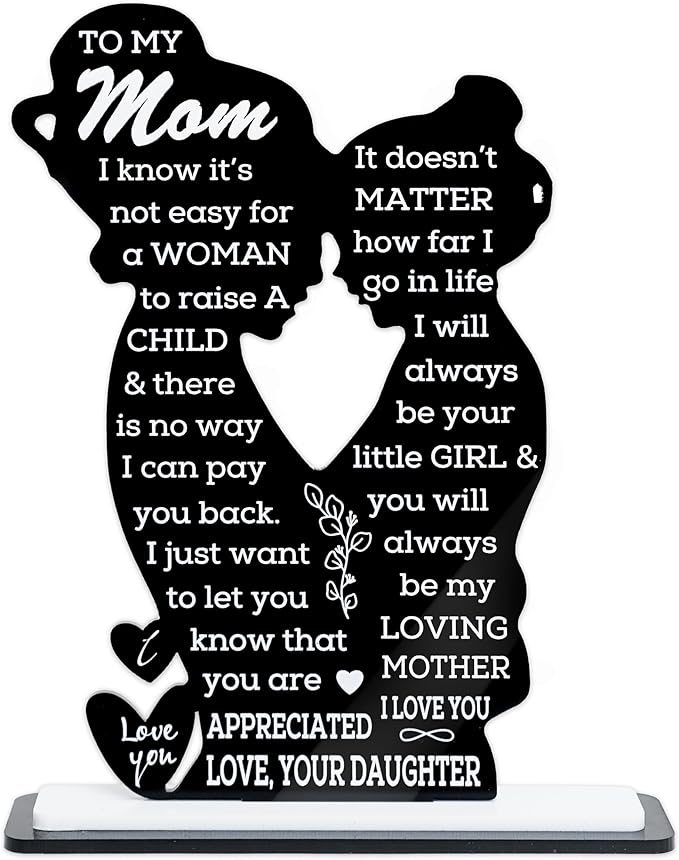Mom Gift from Daughter Acrylic Plaque – Mother Daughter Gift, Mothers Day Gifts for Mom, Best Presents for Moms, Best mom Ever Gifts, Mothers Day Decor for Mother's Day