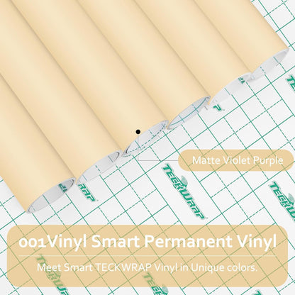 TECKWRAP Matte Vinyl Smart Adhesive Vinyl Permanent,13in x 5ft, Vinyl for DIY Craft Decal Projects, Compatible with Explore3/Maker3, Beige