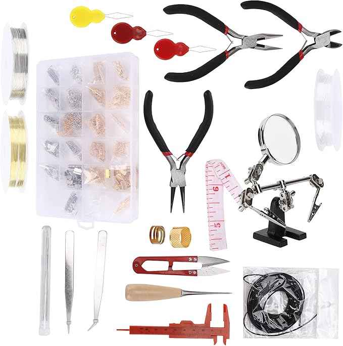 BOWUAI Jewelry Making Set with 3 Pliers, DIY Handicraft Accessories Kit, Open Ring Tool for Necklace Chain and Beaded Jewelry Repair, Includes Storage Bag and 200+ Pieces of Metal Finding