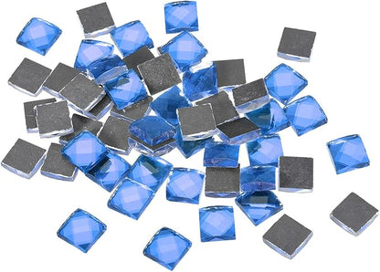 MECCANIXITY Mosaic Tiles 55 Pieces, 13 Faces Glitter Crystal 1 x 1cm for Crafts Bulk, Mosaic Art Kits Stained Glass Pieces for Handmade Jewelry Art DIY Material (Blue)