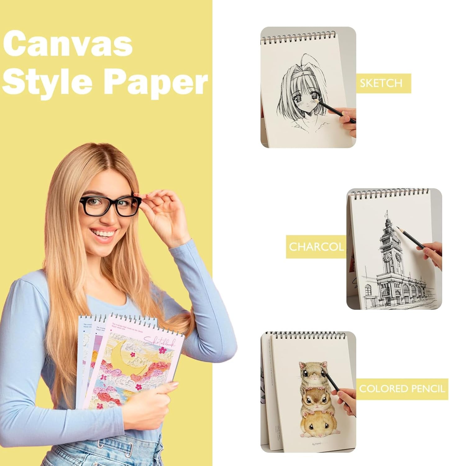 Coloring Books for Teens - Sketch Book Spiral Bound, 45 Sheets (90 Pages) 68lb/100gsm - Cute Sketch Pad for Kids, Adults, Artists, 8 x 11, Cute School Supplies for Girl (Purple)