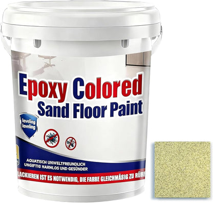 Epoxy Colored Sand Floor Paint, Epoxy Floor Paint for Concrete, High Gloss Marble Effect Coating, Waterproof Non-Slip Concrete Paints, Suitable for Indoor/Outdoor Use (Yellow,160 oz/5 kg)