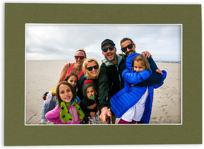 8.5x11 Mat Bevel Cut for 7x9 Photos - Acid Free Dill Green Precut Matboard With Backing Board and Crystal Clear, Self Seal Photo Mat Bag - For Pictures, Photos, Framing - 4-ply Thickness