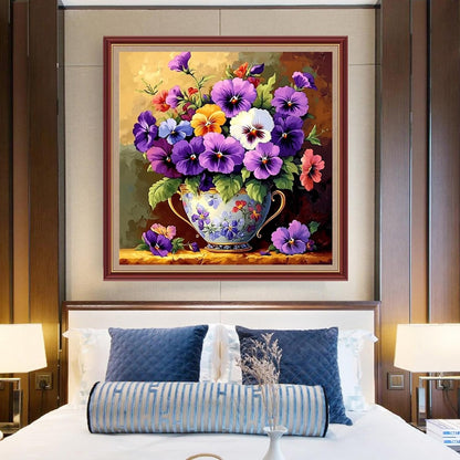 DMCXART Counted Cross Stitch Kits for Adults Needlepoint Kits Unprinted Cross Stitching Embroidery Kit 11CT Cross Stitch Supplies-Colorful Flowers 18x18 inch