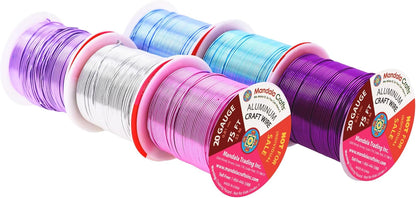 Mandala Crafts 20 Gauge Anodized Aluminum Craft Wire for Jewelry Making - 450 FT Colored Flexible Silver Lavender Purple Pink Ice Blue Turquoise Wire - Bendable for Bonsai Armature Crafting Sculpting - Crafty Corner