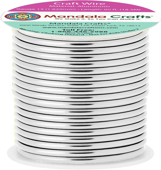 Mandala Crafts 13 Gauge Anodized Aluminum Craft Wire for Jewelry Making - 240 FT Colored Flexible Neutral Wire - Bendable for Bonsai Armature Crafting Sculpting - Crafty Corner