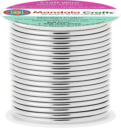Mandala Crafts 13 Gauge Anodized Aluminum Craft Wire for Jewelry Making - 240 FT Colored Flexible Neutral Wire - Bendable for Bonsai Armature Crafting Sculpting - Crafty Corner