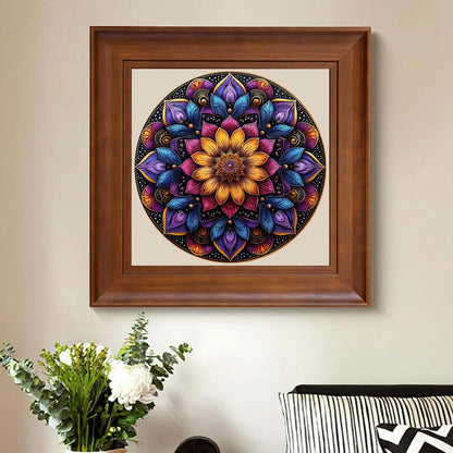 Mandela Wooden Jigsaw Puzzles - Flower Puzzles for Adults 500 Pcs, 16.7'' x 16.7''Unique Shaped Wood Puzzle, Beautiful Package for Halloween, Best Gift for Adults and Kids, Family Game