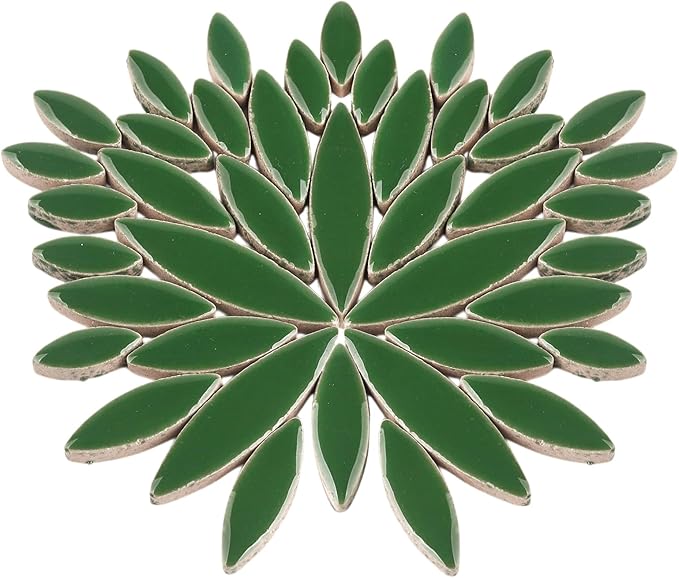 Artspac Petal Ceramic Mosaic Tiles for Crafts, 200g Green Leaf Tiles Mosaic Pieces for Mosaic Craft Supplies,Garden Art Decor