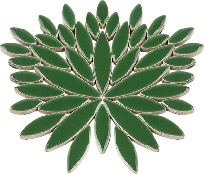 Artspac Petal Ceramic Mosaic Tiles for Crafts, 200g Green Leaf Tiles Mosaic Pieces for Mosaic Craft Supplies,Garden Art Decor