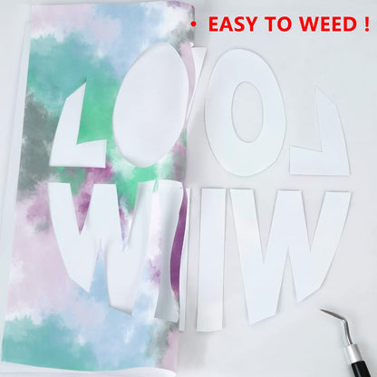 RENLITONG Tie Dye HTV Rainbow Heat Transfer Vinyl 10Inch by 10ft Roll Iron on DIY for T-Shirt Rolls Easy to Cut & Weed for Heat Vinyl Glossy