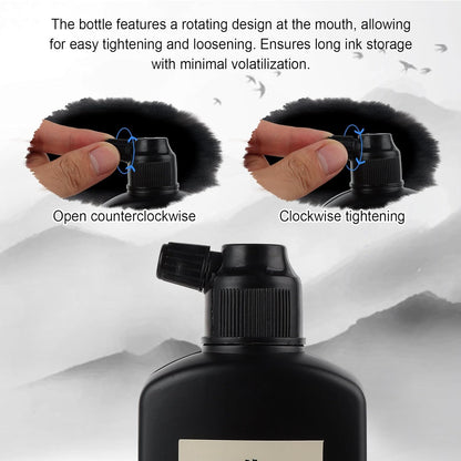 250 ML/8.8 OZ Calligraphy Ink - Versatile Elegance Chinese Brush Ink for Beginner Practice Traditional Art Works and Japanese Brush Black Ink - Crafty Corner