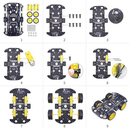 Robot Chassis 4WD Robot Car Smart Chassis Kit with 4 TT Motor for Arduino/Raspberry Pi/Jetson Nano, Smart Robotic Car Chassis DIY Learning Kit