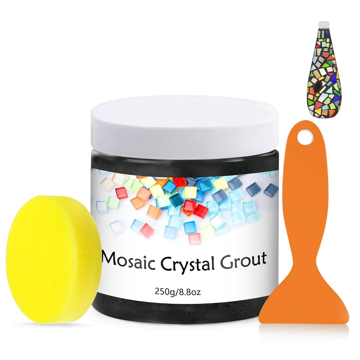 Mosaic Crystal Grout, Mosaics Tile Tools, Mosaic Tile Accessories – Essential for Handmade Grouting and Perfect for DIY Craft Projects (Black, 8.8oz)
