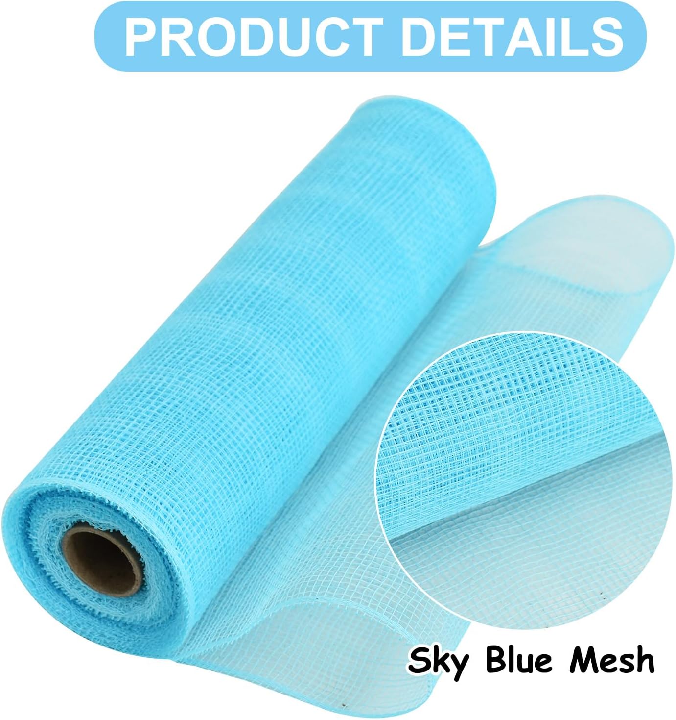 TONIFUL 2 Rolls 10 Inch Light Blue Decorative Mesh Ribbbon Rolls, Fabric Mesh for Mesh Wreath Supplies, Front Door Wreath Crafts Tree Decor Christmas NewYears Halloween Decoration (10 yds/roll) - Crafty Corner